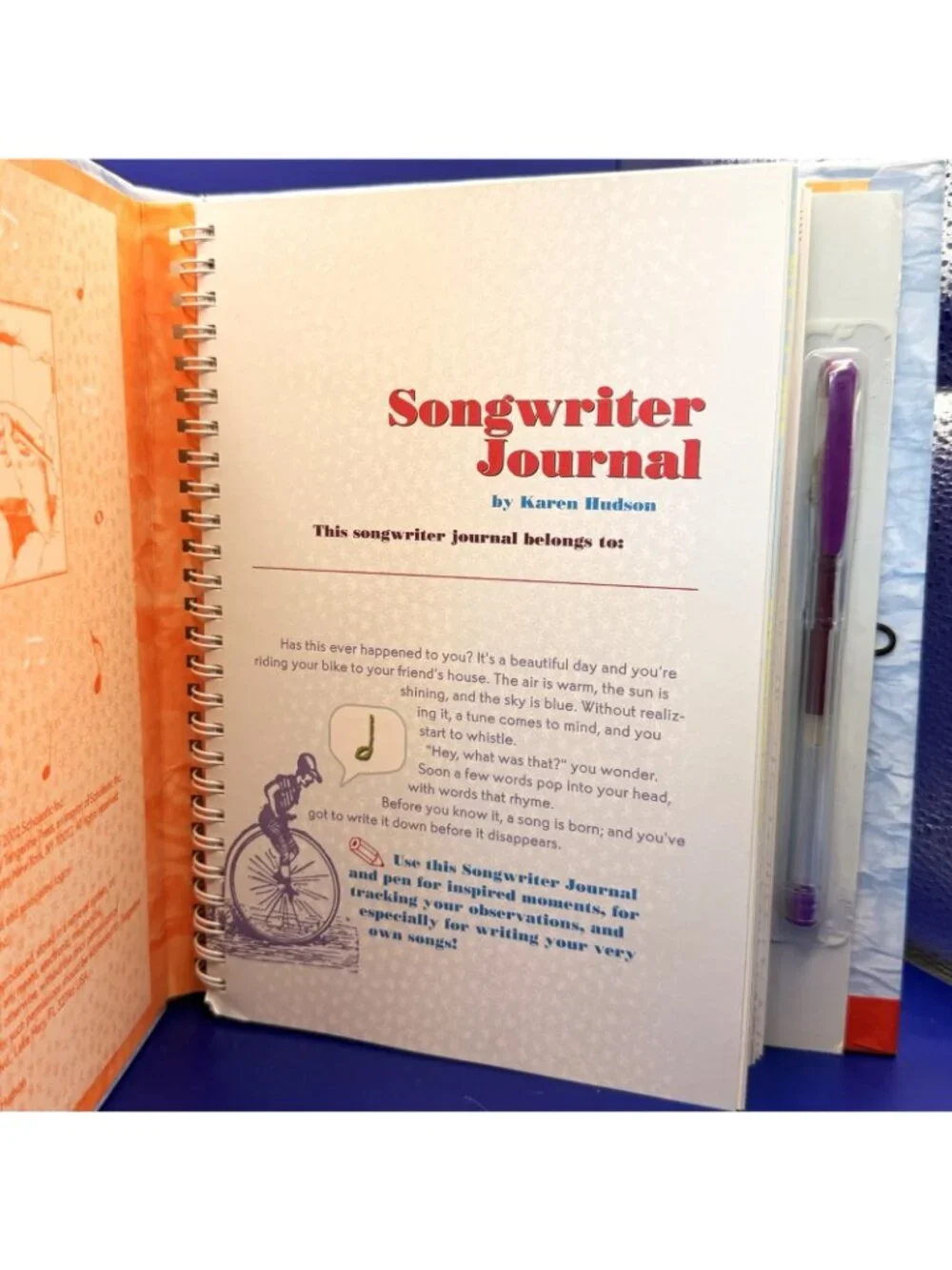 Scholastic Tangerine Press Songwriter Guided Journal 2002 Music Notebook w/Pen